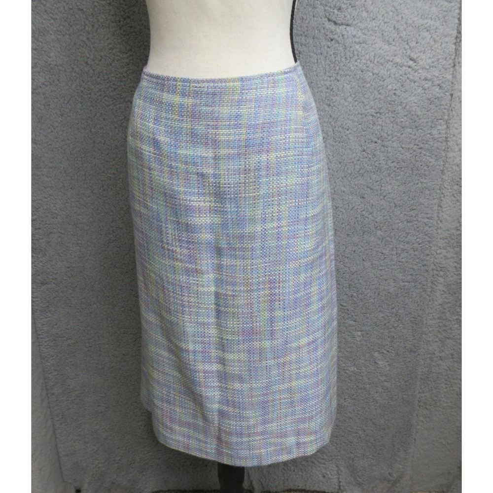 Linea Domani Tweed Pencil Skirt Womens 16 Pastel Plaid Lined Career Workwear